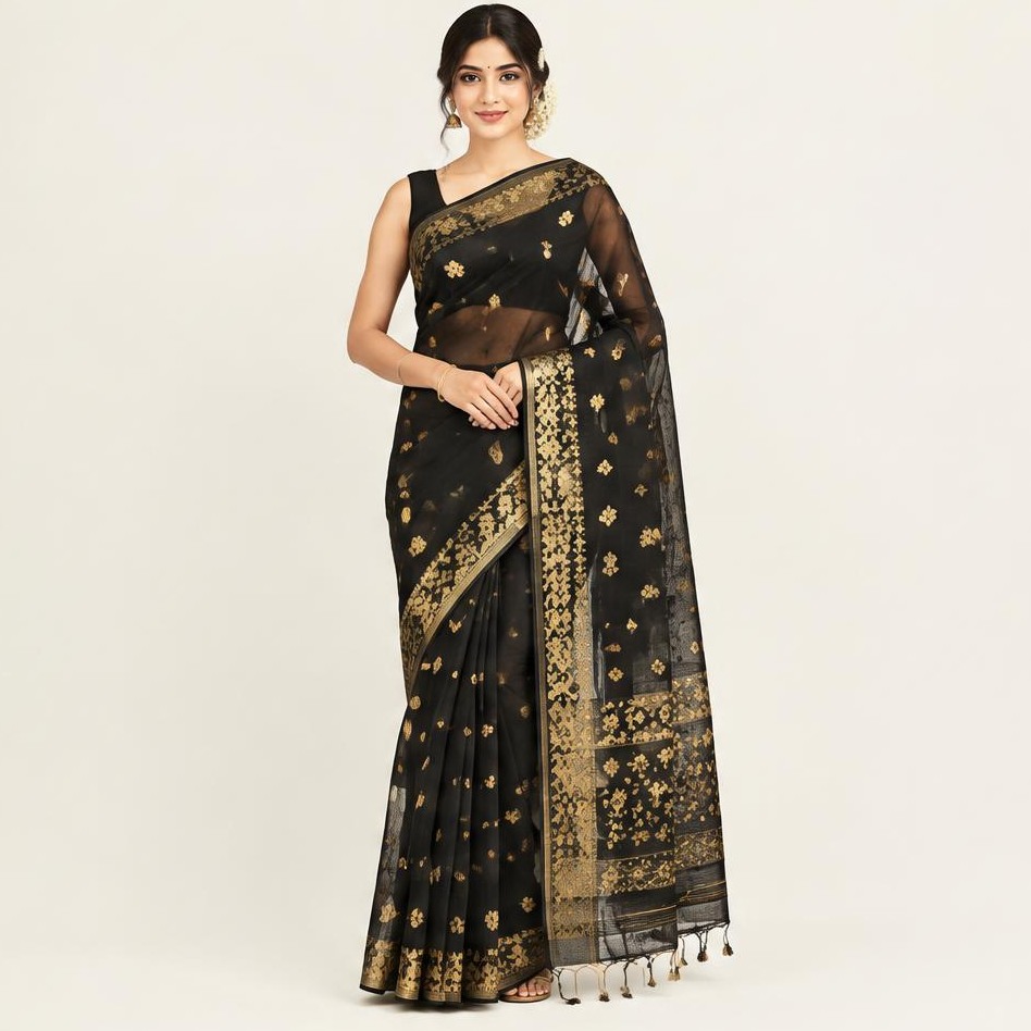 Black Gold Jamdani Saree