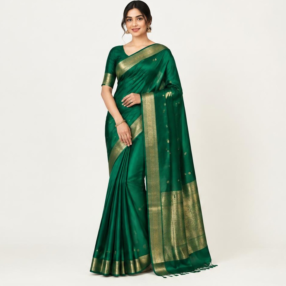 Emerald Gold Silk Saree