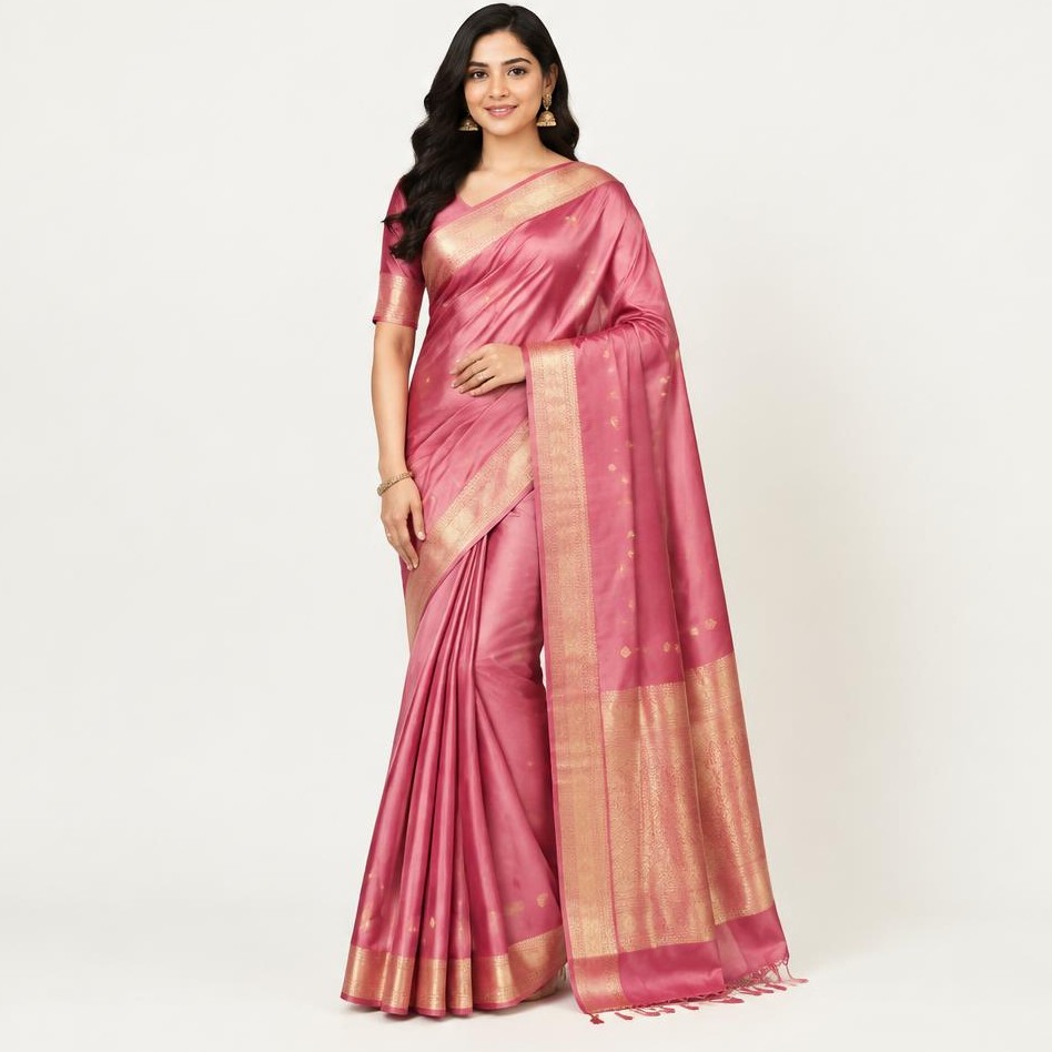 Rose Pink Silk Saree